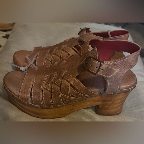 Bed Stu Brown Leather Platform Sandals Size 9 - Picture 4 of 5